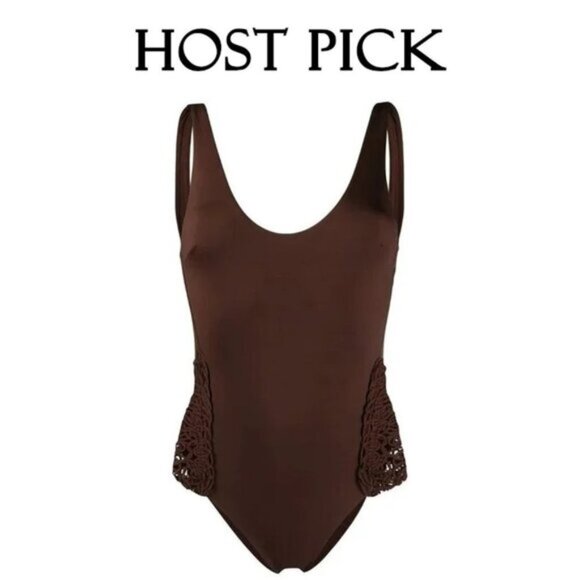NWT La Perla brown macrame accented one piece swimsuit - Picture 1 of 12
